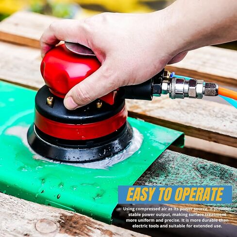 جهاز تلميع هوائي، قرص سنفرة مداري رطب مقاس 5 بوصات، مجموعة آلة طحن وملمع هواء النخيل العملي المحمول مع أنبوب مياه مشترك مدخل لتلميع الخشب المعدني، والصنفرة in Kuwait