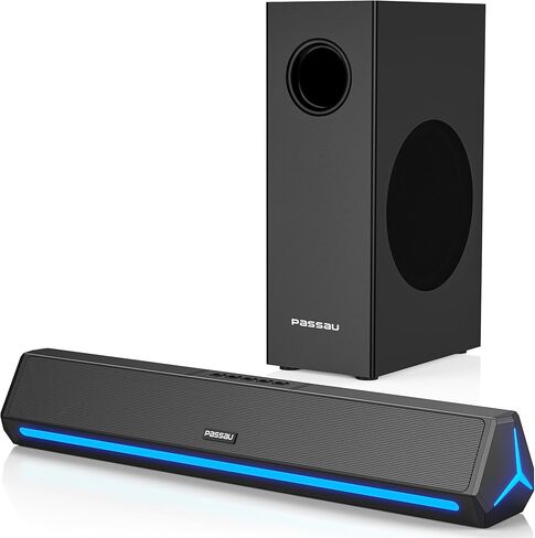 مكبرات صوت للكمبيوتر من Passau مع مضخم صوت، مكبرات صوت ستيريو HiFi 2.1ch للكمبيوتر الشخصي مع صوت جهير عميق، اتصال Bluetooth/AUX/HDMI(ARC) لشاشة سطح المكتب والكمبيوتر الشخصي والهواتف والكمبيوتر المحمول والأجهزة اللوحية in Kuwait