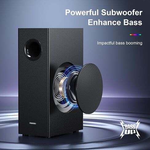 مكبرات صوت للكمبيوتر من Passau مع مضخم صوت، مكبرات صوت ستيريو HiFi 2.1ch للكمبيوتر الشخصي مع صوت جهير عميق، اتصال Bluetooth/AUX/HDMI(ARC) لشاشة سطح المكتب والكمبيوتر الشخصي والهواتف والكمبيوتر المحمول والأجهزة اللوحية in Kuwait