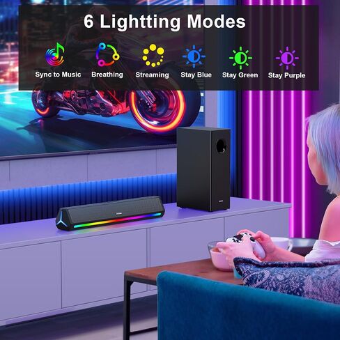 مكبرات صوت للكمبيوتر من Passau مع مضخم صوت، مكبرات صوت ستيريو HiFi 2.1ch للكمبيوتر الشخصي مع صوت جهير عميق، اتصال Bluetooth/AUX/HDMI(ARC) لشاشة سطح المكتب والكمبيوتر الشخصي والهواتف والكمبيوتر المحمول والأجهزة اللوحية in Kuwait