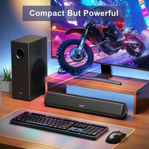 مكبرات صوت للكمبيوتر من Passau مع مضخم صوت، مكبرات صوت ستيريو HiFi 2.1ch للكمبيوتر الشخصي مع صوت جهير عميق، اتصال Bluetooth/AUX/HDMI(ARC) لشاشة سطح المكتب والكمبيوتر الشخصي والهواتف والكمبيوتر المحمول والأجهزة اللوحية in Kuwait