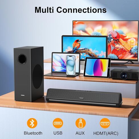 مكبرات صوت للكمبيوتر من Passau مع مضخم صوت، مكبرات صوت ستيريو HiFi 2.1ch للكمبيوتر الشخصي مع صوت جهير عميق، اتصال Bluetooth/AUX/HDMI(ARC) لشاشة سطح المكتب والكمبيوتر الشخصي والهواتف والكمبيوتر المحمول والأجهزة اللوحية in Kuwait