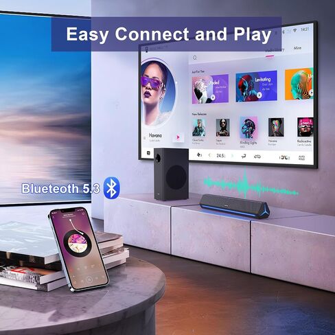 مكبرات صوت للكمبيوتر من Passau مع مضخم صوت، مكبرات صوت ستيريو HiFi 2.1ch للكمبيوتر الشخصي مع صوت جهير عميق، اتصال Bluetooth/AUX/HDMI(ARC) لشاشة سطح المكتب والكمبيوتر الشخصي والهواتف والكمبيوتر المحمول والأجهزة اللوحية in Kuwait