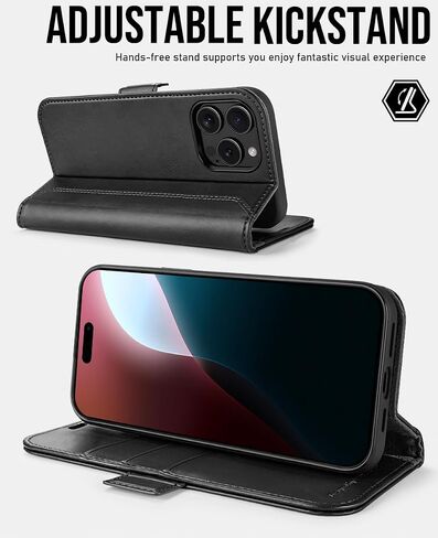 OCASE متوافق مع حافظة محفظة iPhone 16 Pro، حافظة قابلة للطي من جلد البولي يوريثان مع حامل بطاقات RFID Blocking Kickstand [غلاف داخلي من مادة TPU مقاوم للصدمات] غطاء هاتف 6.3 بوصة 2024، أسود in Saudi Arabia