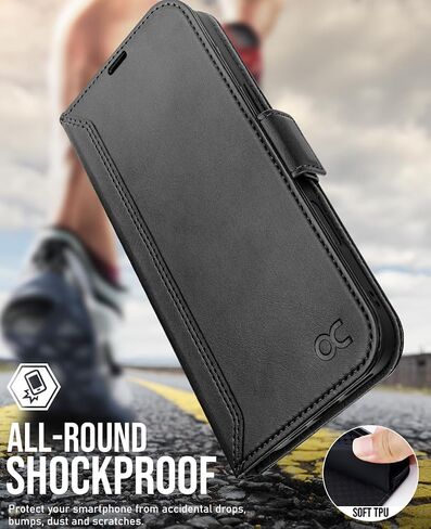 OCASE متوافق مع حافظة محفظة iPhone 16 Pro، حافظة قابلة للطي من جلد البولي يوريثان مع حامل بطاقات RFID Blocking Kickstand [غلاف داخلي من مادة TPU مقاوم للصدمات] غطاء هاتف 6.3 بوصة 2024، أسود in Saudi Arabia