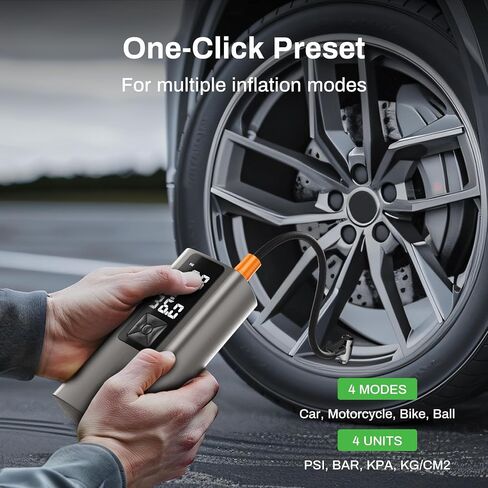 AT003 Tire Inflator Portable Air Compressor, Auto Air Pump for Car Tires, Tire Inflator 150PSI with 6000mAh Battery, Pressure Gauge & LED Screen, Air Compressor for Car, Motorcycle, Bike, Ball in Saudi Arabia