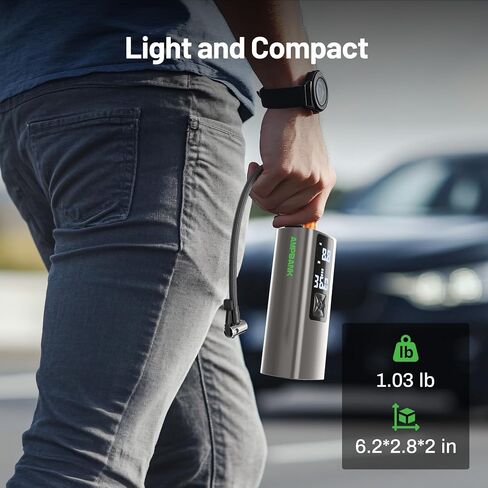 AT003 Tire Inflator Portable Air Compressor, Auto Air Pump for Car Tires, Tire Inflator 150PSI with 6000mAh Battery, Pressure Gauge & LED Screen, Air Compressor for Car, Motorcycle, Bike, Ball in Saudi Arabia