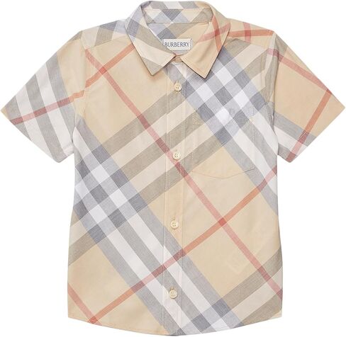 BURBERRY Baby Boys' Owen Check Short Sleeve Button Down Shirt (Infant/Toddler) in Saudi Arabia