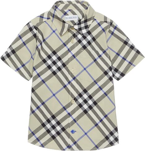 BURBERRY Baby Boys' Owen Check Short Sleeve Button Down Shirt (Infant/Toddler) in Saudi Arabia