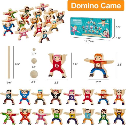Wooden Stacking Toys 16Pcs Balancing Building Blocks Game,Circus Hercules Acrobatic Troupe Interlock Toy,for 3 4 5 6 Years Old Kids Adults Toddler Puzzle Toys in Saudi Arabia