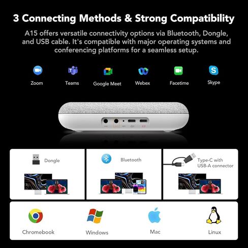 نظام كاميرا غرفة الاجتماعات NUROUM، تكبير بصري 5X، إلغاء الضوضاء، نظام مؤتمرات الفيديو الكل في واحد، كاميرا ويب PTZ، مكبرات صوت بلوتوث متسلسلة ديزي للغرف الأكبر حجمًا in Kuwait