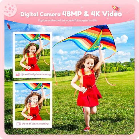 Digital Camera for Kids Fill Light, 1080P FHD Camera, Vintage Camera, Retro Digital Camera CCD for Teens Boys Girls Seniors Student Children, 64GB SD Card, 16X Zoom (Black) in Saudi Arabia