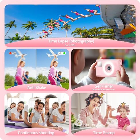 Digital Camera for Kids Fill Light, 1080P FHD Camera, Vintage Camera, Retro Digital Camera CCD for Teens Boys Girls Seniors Student Children, 64GB SD Card, 16X Zoom (Black) in Saudi Arabia