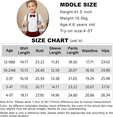CARETOO Toddler Boy Clothes Suit Gentleman Wedding Outfits Kids Formal Dress Shirt Bowtie Long Suspender Pants Overalls 1-5T in Saudi Arabia