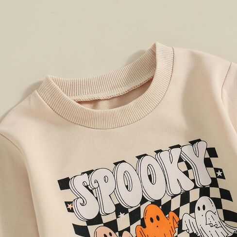 Toddler Baby Boys Halloween Outfit Ghost Letters Print Sweatshirt and Solid Jogger Pants Set Fall Clothes in Kuwait