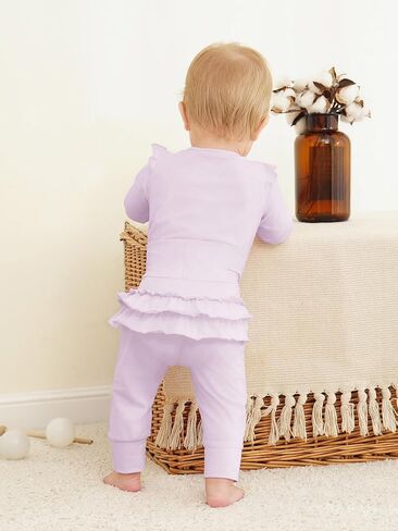 Haloumoning Baby Girl Clothes Outfits Cute Baby Ruffle Romper and Pants Clothing Sets 6M-5T in Saudi Arabia