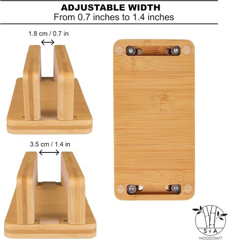 S&A WOODCRAFT 3 Slots Acacia Wood Vertical Laptop Stand, Adjustable Wooden Laptop Holder, Non-Slip Laptop Dock Compatible with Apple MacBook, Microsoft Surface, Gaming Laptops, IPad, Tablets in Saudi Arabia