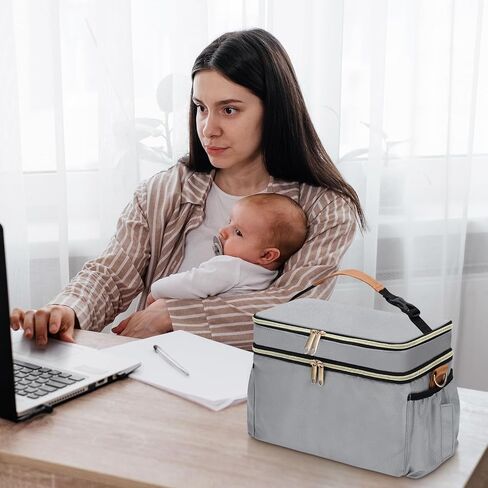 Breastmilk Cooler Bag with 6 Ice Pack, Wearable Breast Pump Bag Compatible with Willow, Elvie, Medela & Momcozy M5/S12 Pro Pumps & Accessories for Work, Travel and Family Use Black in Kuwait