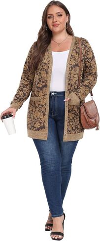 OLRIK Plus Size Sweater for Women Long Sleeve Buttons Down Cardigans Casual Jacket Coat with Pockets in Kuwait