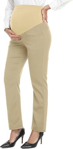 PACBREEZE Women's Maternity Pants for Work Over-Bump Pregnancy Casual Stretchy Straight Dress Pants with Pockets in Saudi Arabia