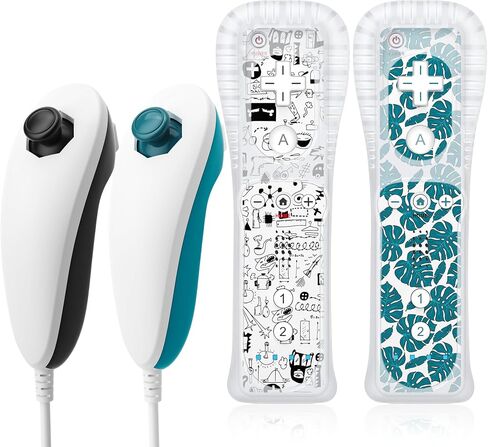 YKASEK Wii Remote with Nunchuck, Wii Controller 2 Pack with 2 Nunchuck Compatible for Wii/Wii U, Yellow and Pink. in Saudi Arabia