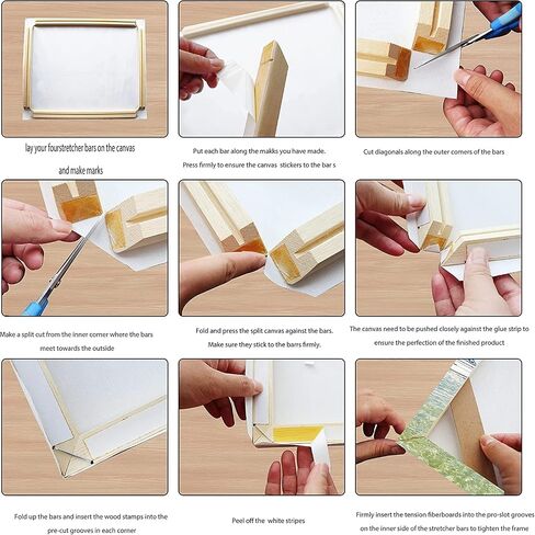 DIY Canvas Stretcher Frame Bar, Custom Wood Frame Stretcher for Canvas, Art Stretcher Bars, Wood Canvas Frame Kit for Painting, Canvas Tool Accessory 12x20 in Saudi Arabia