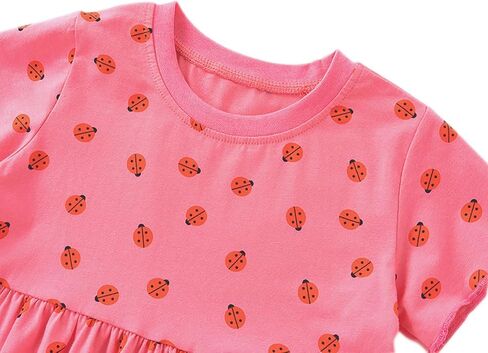 Toddler Girls Short Sleeve Casual Dress Little Kids Cotton Kneelength Playwear Dresses 2-7Years in Kuwait