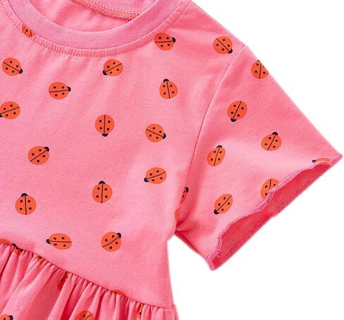 Toddler Girls Short Sleeve Casual Dress Little Kids Cotton Kneelength Playwear Dresses 2-7Years in Kuwait