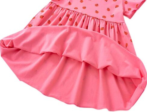 Toddler Girls Short Sleeve Casual Dress Little Kids Cotton Kneelength Playwear Dresses 2-7Years in Kuwait