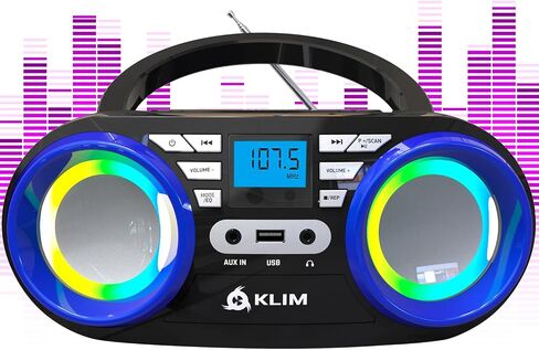 KLIM B3 Portable CD Player Boombox with FM Radio, Bluetooth, USB, AUX, and FM Radio – Cd Players for Home – Dual Speakers, EQ Sound Effects, 20 Preset Stations, Compact and Lightweight in Saudi Arabia