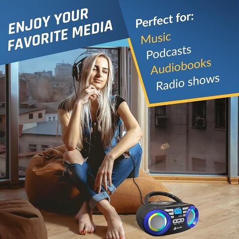 KLIM B3 Portable CD Player Boombox with FM Radio, Bluetooth, USB, AUX, and FM Radio – Cd Players for Home – Dual Speakers, EQ Sound Effects, 20 Preset Stations, Compact and Lightweight in Saudi Arabia