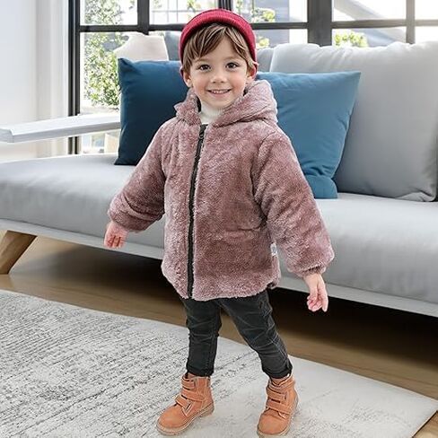 JiAmy Baby Winter Fleece Coat Kids Boys Jacket Outwear Girls Padded Clothes Grey 1-2 Years in Kuwait
