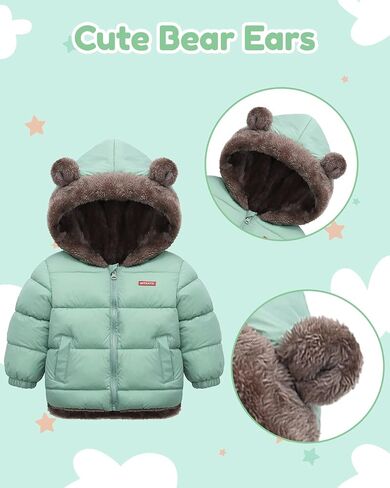 JiAmy Baby Winter Fleece Coat Kids Boys Jacket Outwear Girls Padded Clothes Grey 1-2 Years in Kuwait