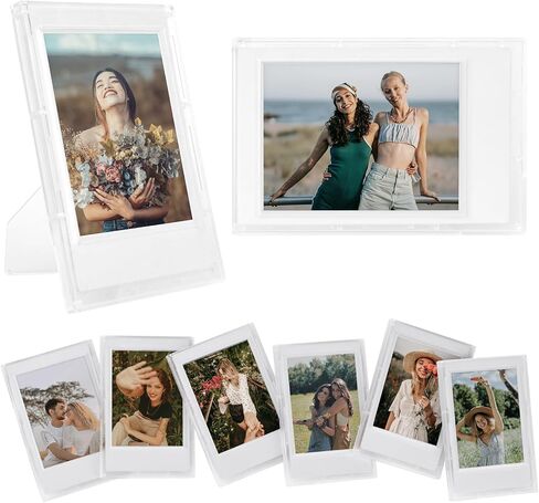 2x3 Clear Photo Frames - 8 Pack Mini Photo Frames for Fujifilm Instax/Polaroid 3" Film - Instax Mini 12 11 9 8 7s 90 40 Freestanding Frame, Polaroid Photo Dispaly - Frosted Clear in Kuwait
