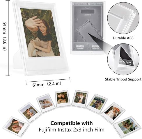 2x3 Clear Photo Frames - 8 Pack Mini Photo Frames for Fujifilm Instax/Polaroid 3" Film - Instax Mini 12 11 9 8 7s 90 40 Freestanding Frame, Polaroid Photo Dispaly - Frosted Clear in Kuwait
