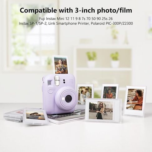 2x3 Clear Photo Frames - 8 Pack Mini Photo Frames for Fujifilm Instax/Polaroid 3" Film - Instax Mini 12 11 9 8 7s 90 40 Freestanding Frame, Polaroid Photo Dispaly - Frosted Clear in Kuwait