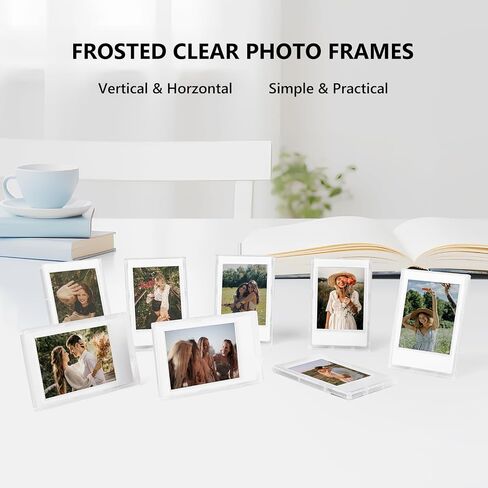 2x3 Clear Photo Frames - 8 Pack Mini Photo Frames for Fujifilm Instax/Polaroid 3" Film - Instax Mini 12 11 9 8 7s 90 40 Freestanding Frame, Polaroid Photo Dispaly - Frosted Clear in Kuwait