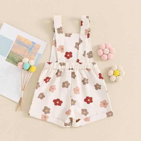 Ayalinggo Toddler Baby Girl Sunflower Print Overalls Shorts with Pocket Suspender Trousers Cute Summer Clothing Outfit in Saudi Arabia