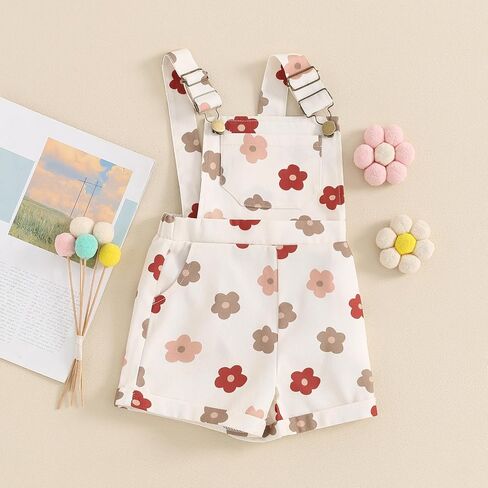Ayalinggo Toddler Baby Girl Sunflower Print Overalls Shorts with Pocket Suspender Trousers Cute Summer Clothing Outfit in Saudi Arabia