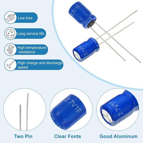 PATIKIL 2Pcs 2.7V 20F Super Capacitor, 0.49 x 0.49 x 0.98 Inch Aluminum Super Capacitors Winding Type Energy Storage for on Board Backup Energy Storage, Blue in Saudi Arabia