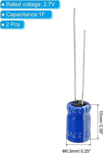 PATIKIL 2Pcs 2.7V 20F Super Capacitor, 0.49 x 0.49 x 0.98 Inch Aluminum Super Capacitors Winding Type Energy Storage for on Board Backup Energy Storage, Blue in Saudi Arabia