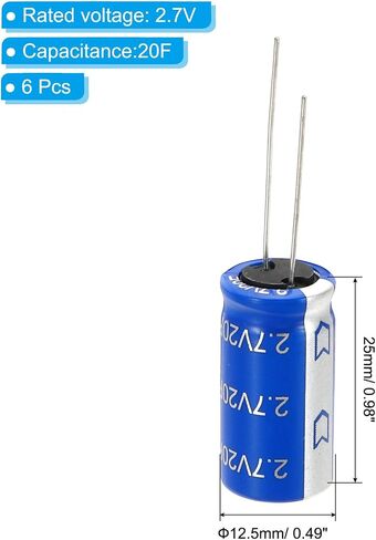 PATIKIL 2Pcs 2.7V 20F Super Capacitor, 0.49 x 0.49 x 0.98 Inch Aluminum Super Capacitors Winding Type Energy Storage for on Board Backup Energy Storage, Blue in Saudi Arabia