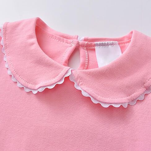 Baby Girl Long Sleeve Blouses Solid Color Doll Collar T-Shirt Toddler Kids Cotton Top Bottom in Saudi Arabia