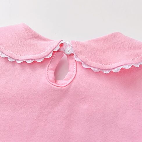 Baby Girl Long Sleeve Blouses Solid Color Doll Collar T-Shirt Toddler Kids Cotton Top Bottom in Saudi Arabia