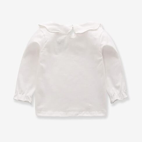 Baby Girl Long Sleeve Blouses Solid Color Doll Collar T-Shirt Toddler Kids Cotton Top Bottom in Saudi Arabia