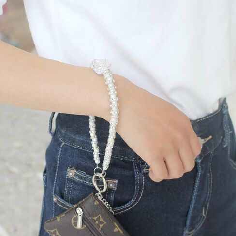 Cell Phone Wrist Lanyard,Double Beaded Phone Strap,Wrist Strap for Phone Case,Phone Charms Chain for Wallet Airpods Camera in Saudi Arabia