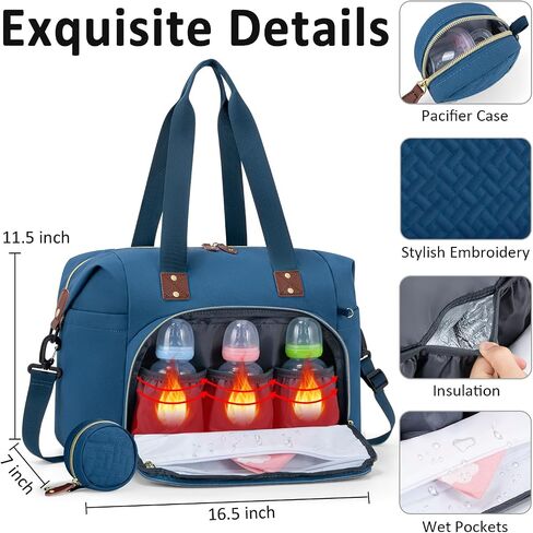 Diaper Bag Tote, Baby Bag Travel Diaper Tote Bag with Pacifier Case, Cute Maternity Hospital Baby Stylish Diaper Tote for Mom Dad Medium Size, Black in Kuwait