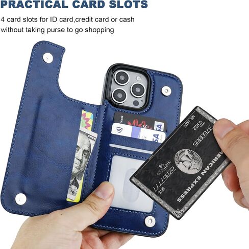 Compatible with iPhone 16 Pro Max Wallet Case with Card Holder, PU Leather Kickstand Card Slots Case, Double Magnetic Clasp and Durable Shockproof Cover 6.9 Inch (Black) in Saudi Arabia