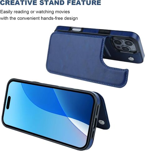 Compatible with iPhone 16 Pro Max Wallet Case with Card Holder, PU Leather Kickstand Card Slots Case, Double Magnetic Clasp and Durable Shockproof Cover 6.9 Inch (Black) in Saudi Arabia