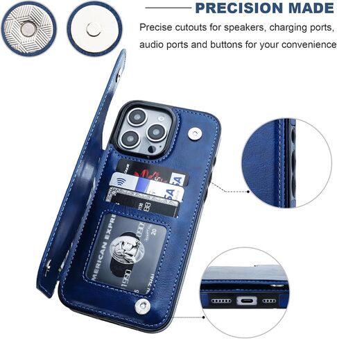 Compatible with iPhone 16 Pro Max Wallet Case with Card Holder, PU Leather Kickstand Card Slots Case, Double Magnetic Clasp and Durable Shockproof Cover 6.9 Inch (Black) in Saudi Arabia